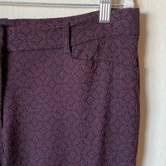 Mario Serrani Black Purple Pants Srtaight Leg Mid Rise Stretch Size 14 - Picture 7 of 10